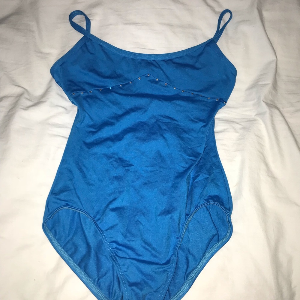 Capezio Blue Rhinestoned Leotard Size M